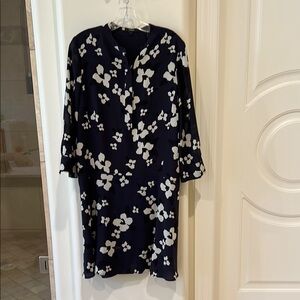 Theory Navy and White Floral Dress